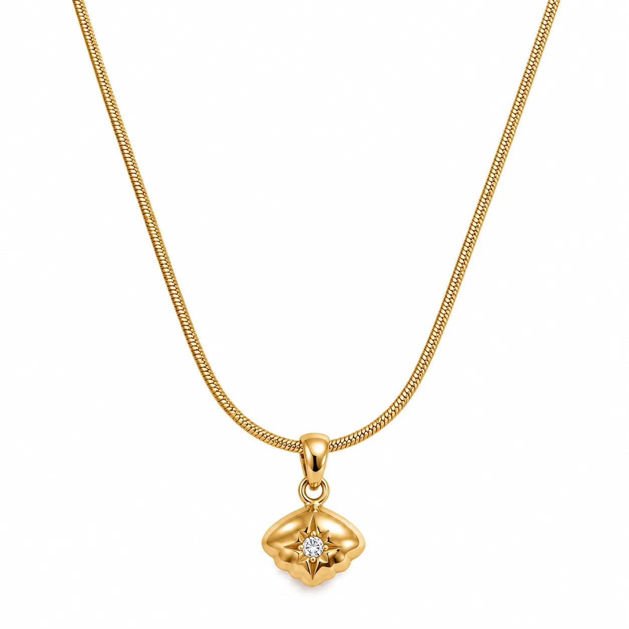 Gold Tone Floral Crystal Pendant Necklace