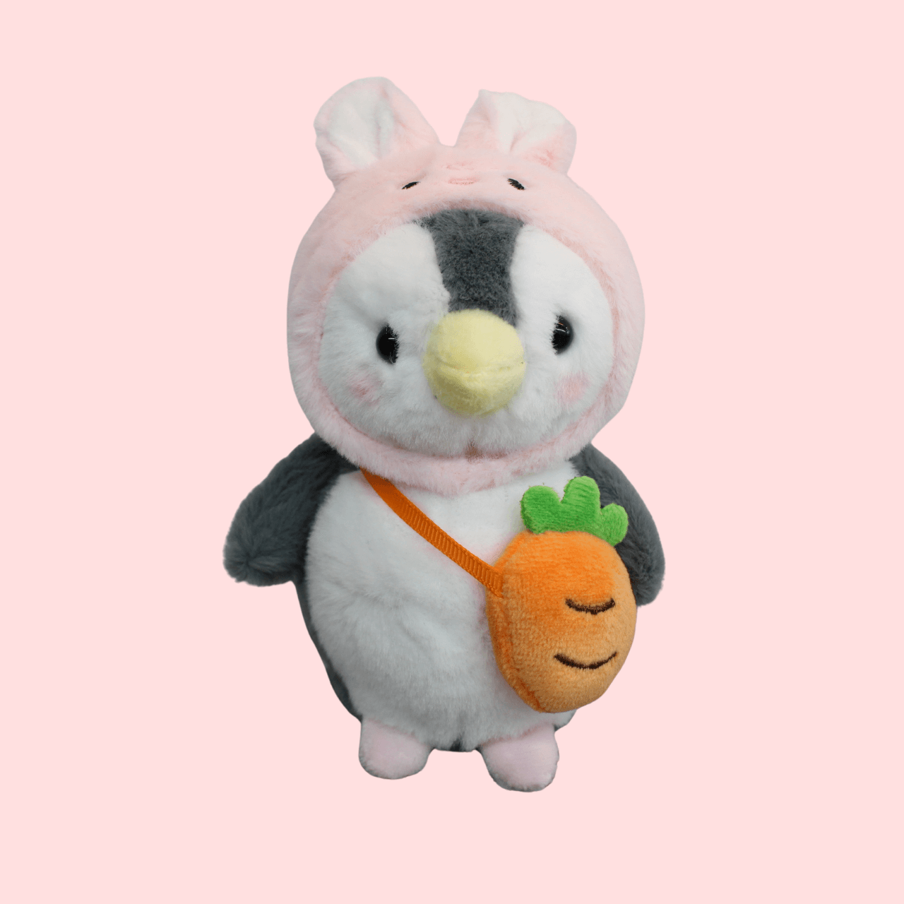 Plush Pink Penguin with Fish Bag