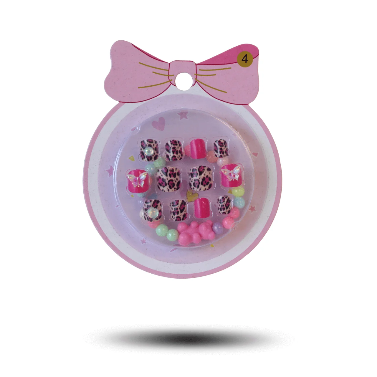 Leopard Butterfly Kids Press On Nail Bracelet Set