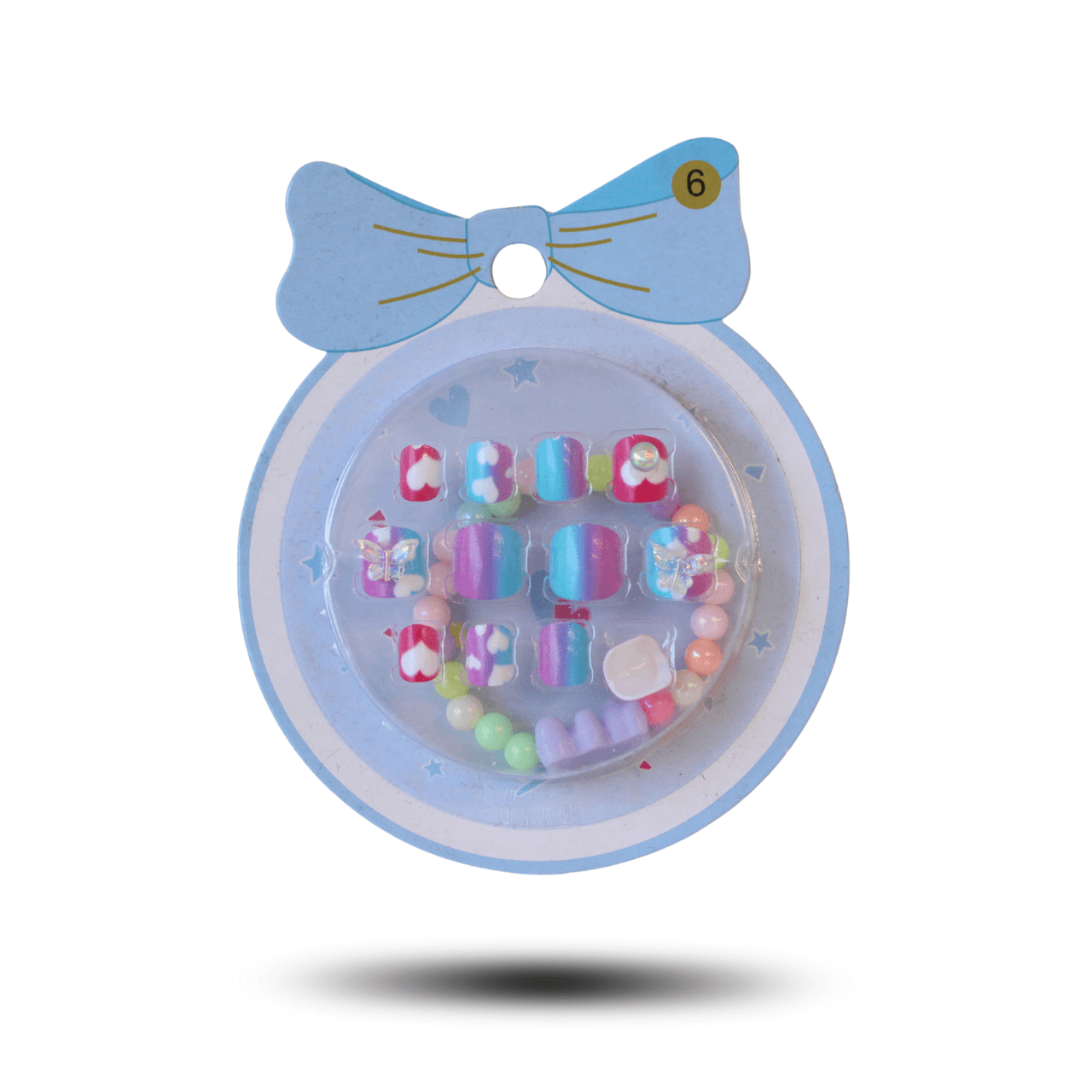 Blue Rainbow Kids Press On Nail & Bracelet Set