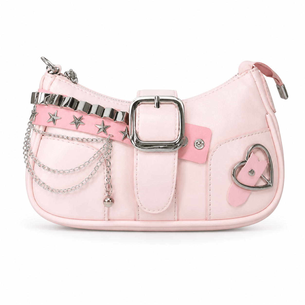 Pink Y2K Chain Buckle Shoulder Bag
