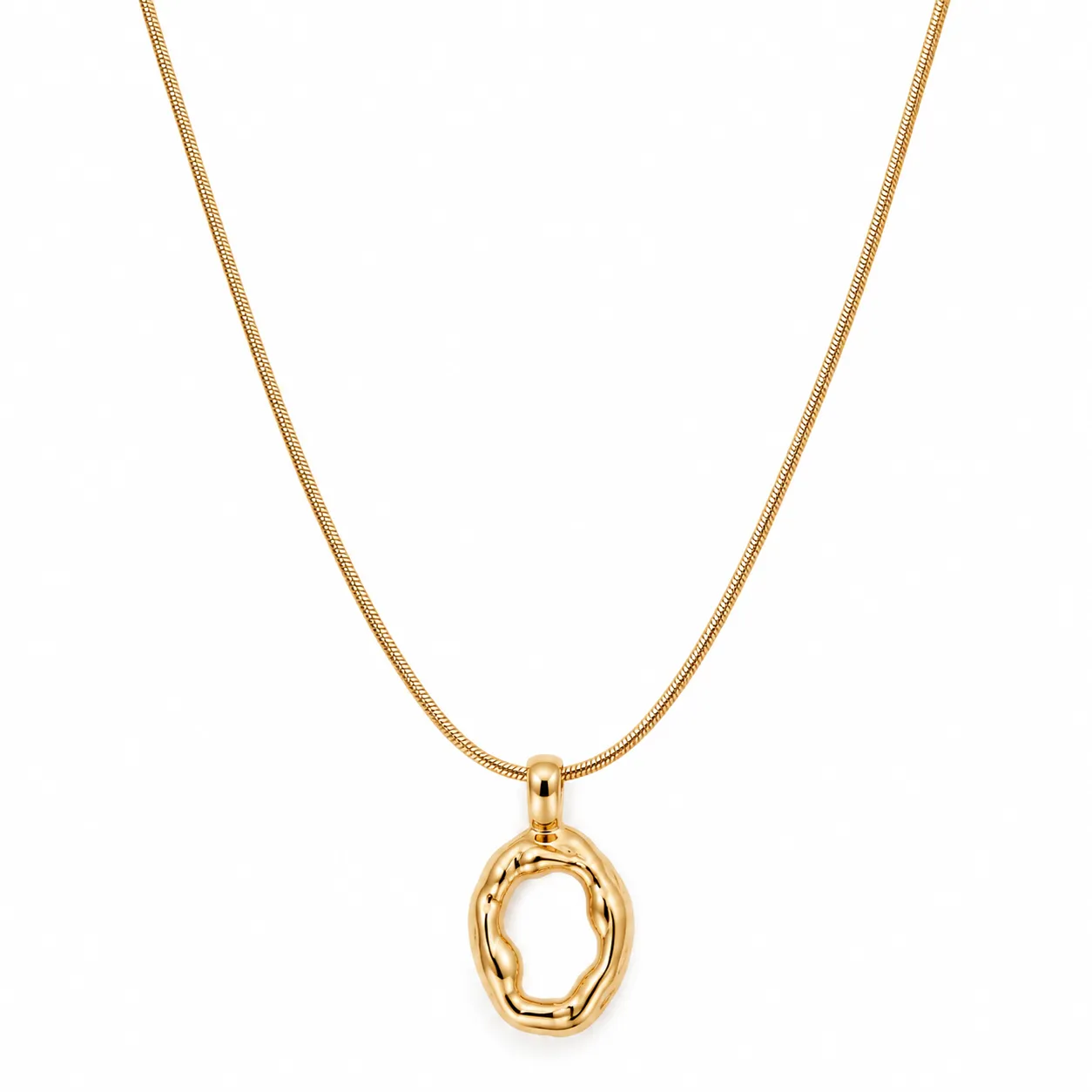 Gold Toned Oval Pendant Necklace