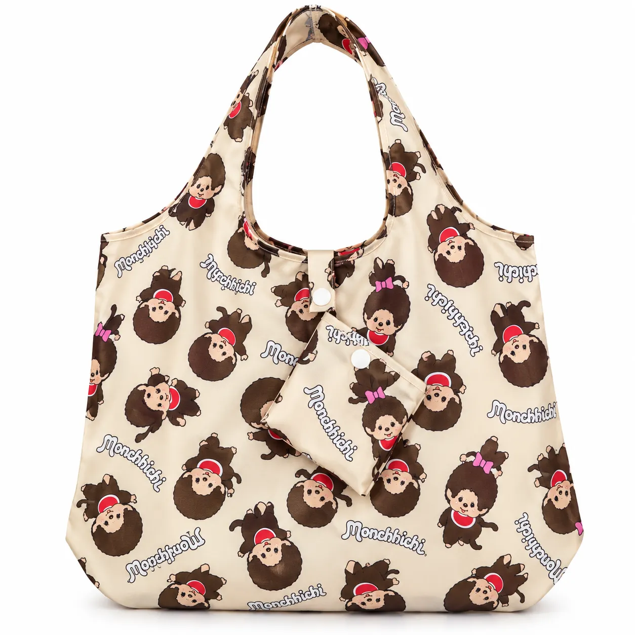 Pink Monchhichi Print Foldable Grocery Bag