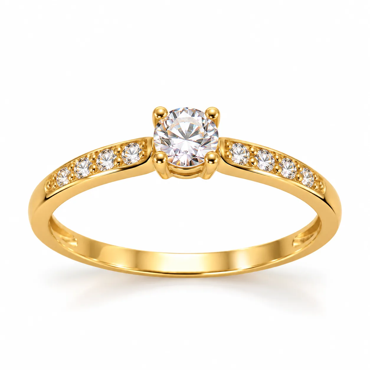 Gold Tone Solitaire Style Ring