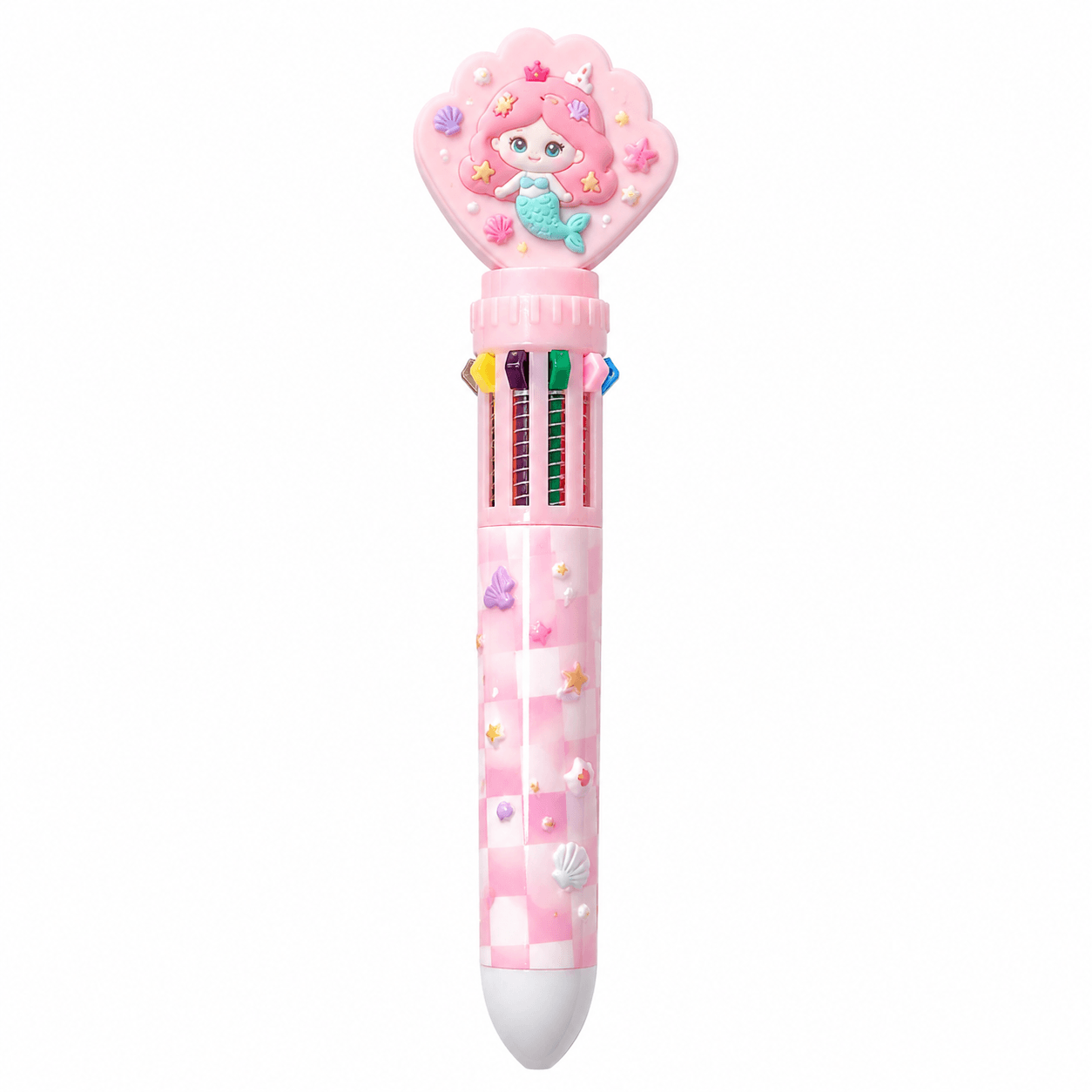 Pastel mermaid pen with decorative topper