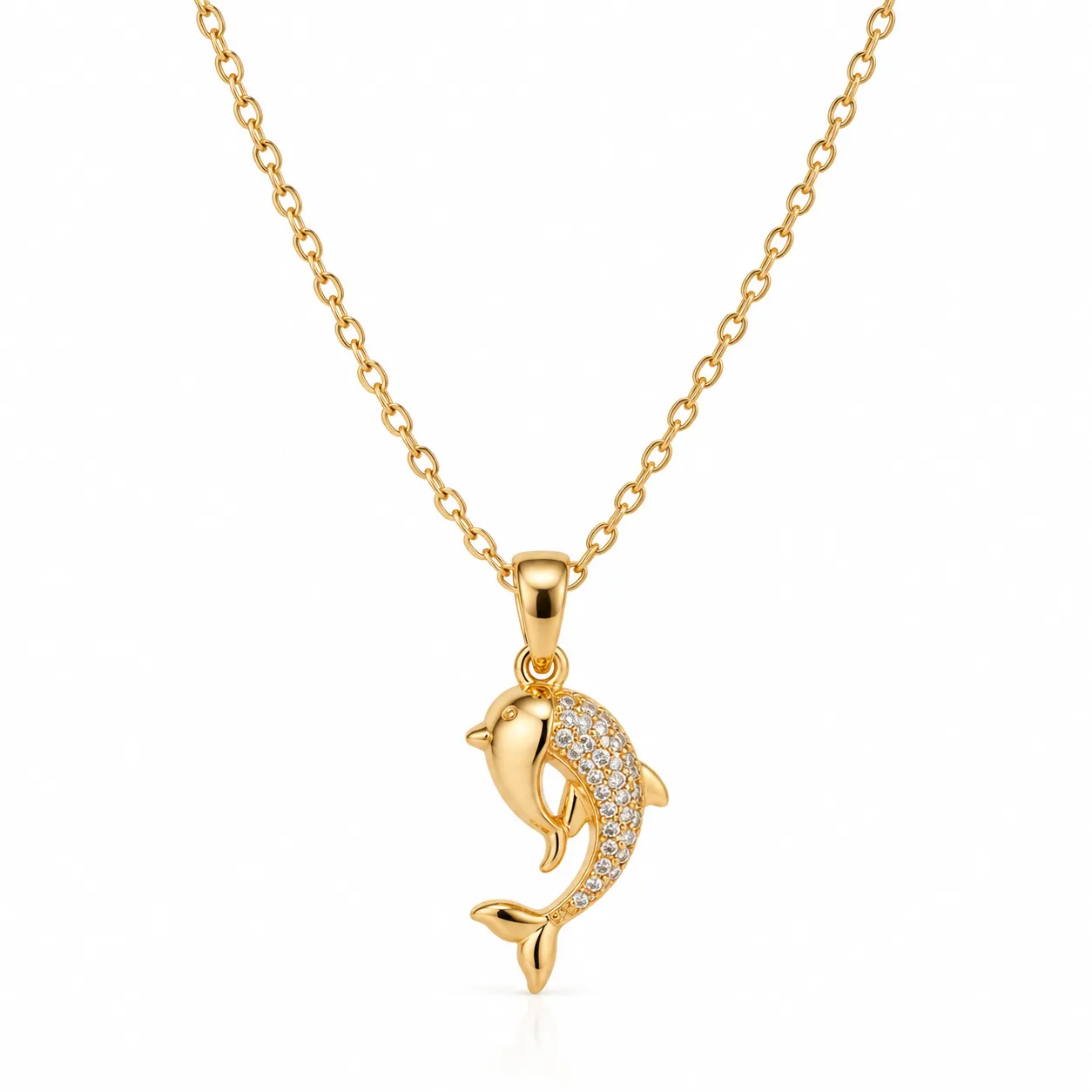 Sparkling Dolphin Pendant Necklace