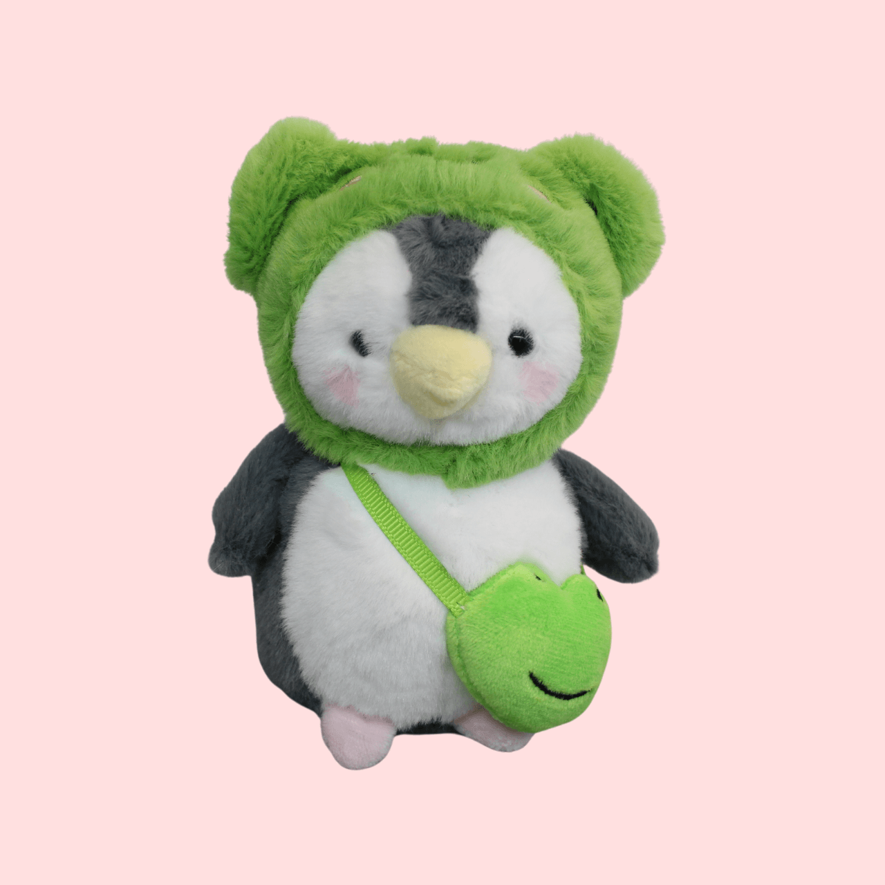 Plush Green Penguin with Fish Bag