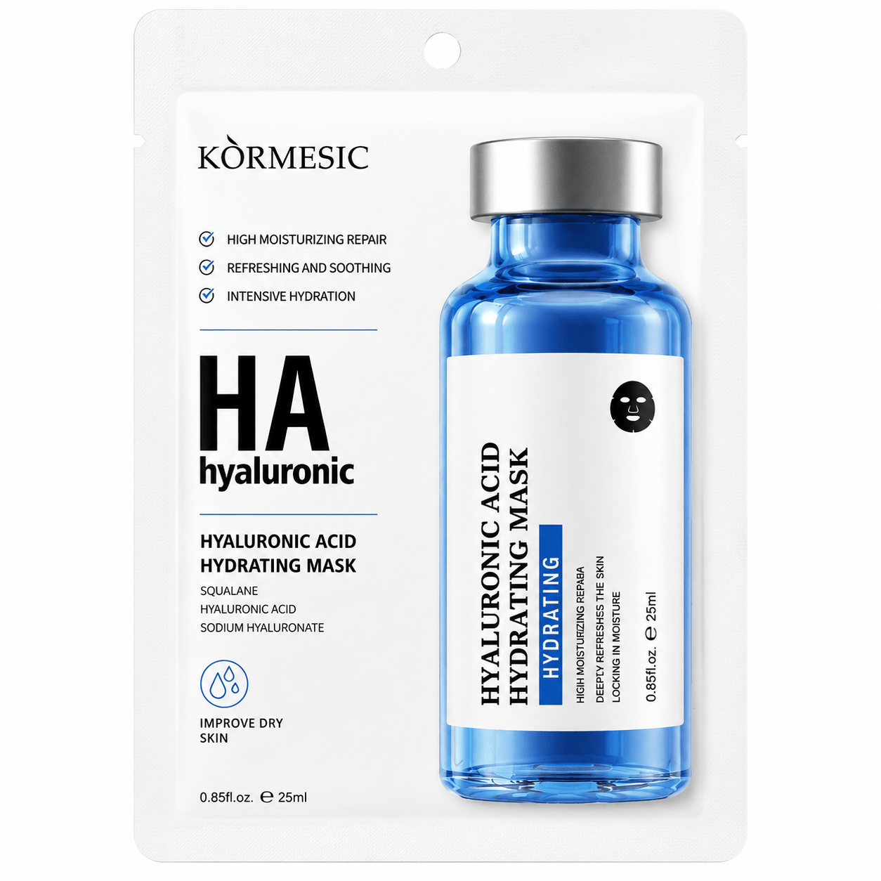 KORMESIC Hyaluronic Acid Hydrating Facial Sheet Mask