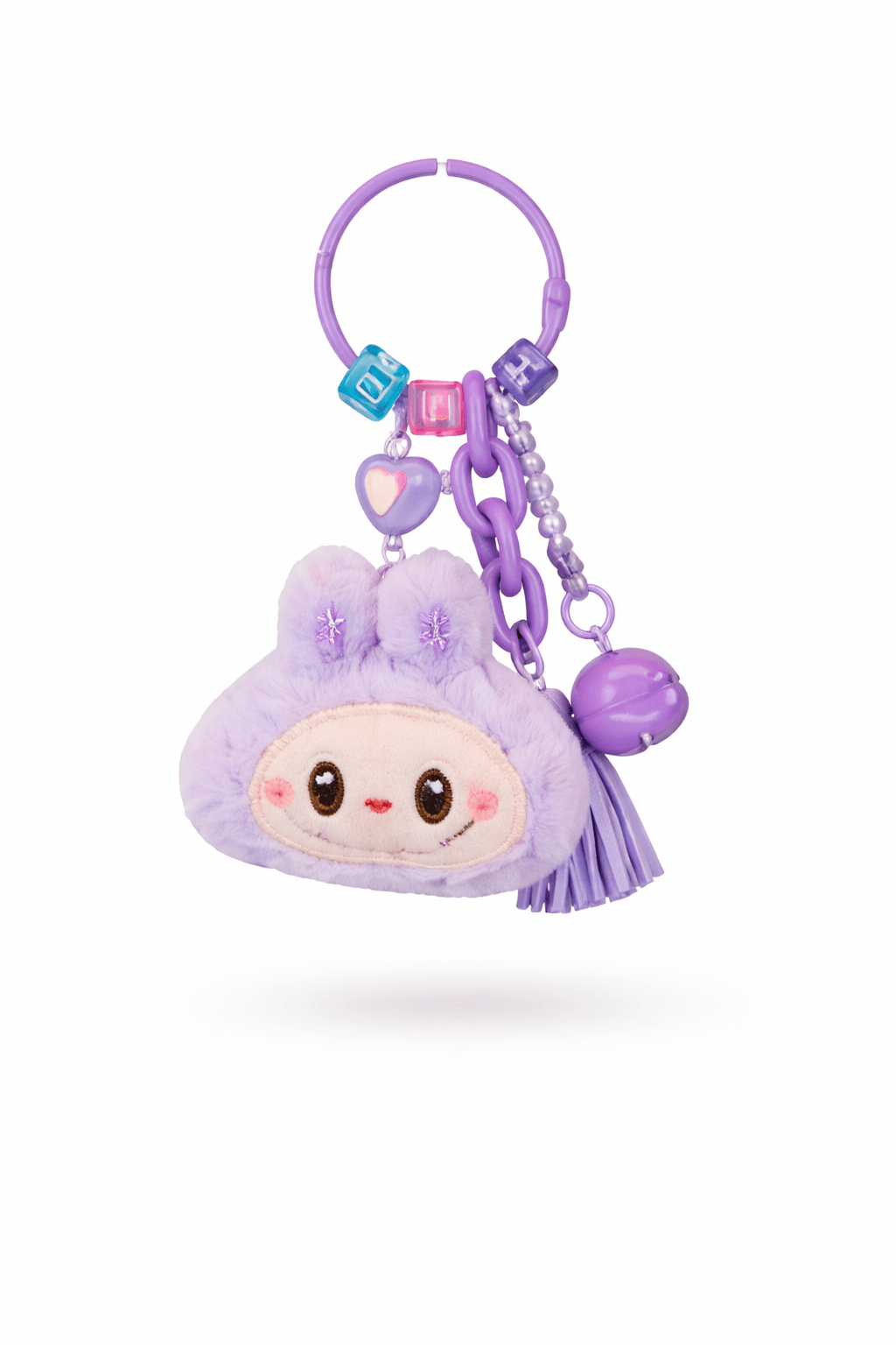 Purple Labubu Face Charm Keychain