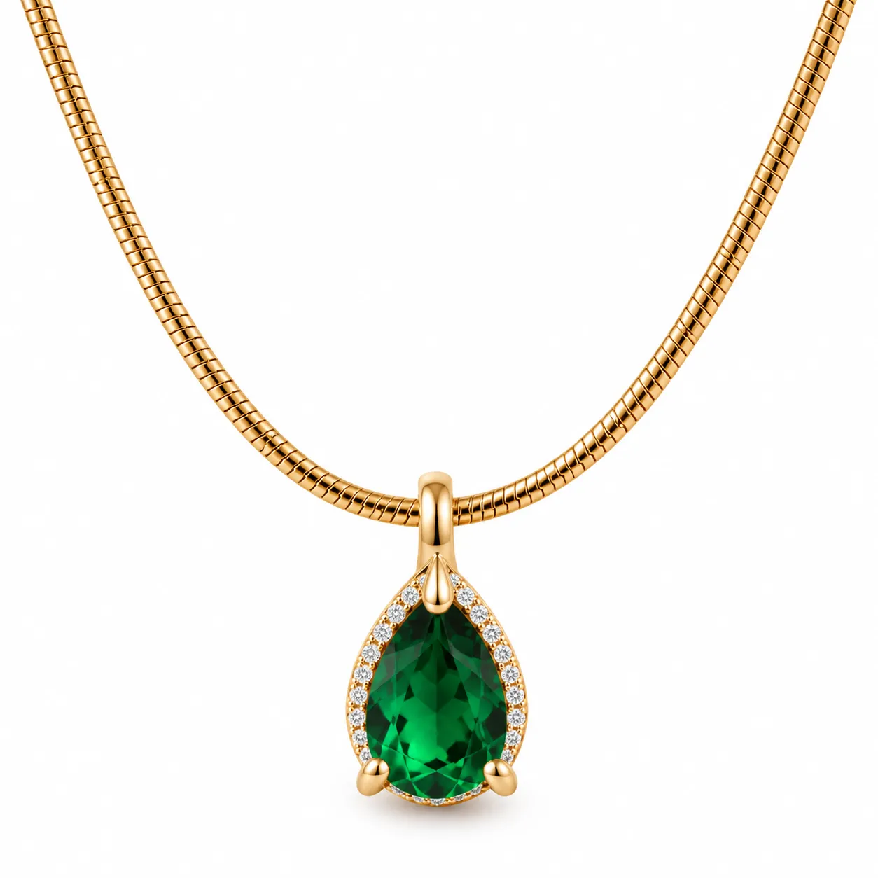 Green Emerald Teardrop Necklace