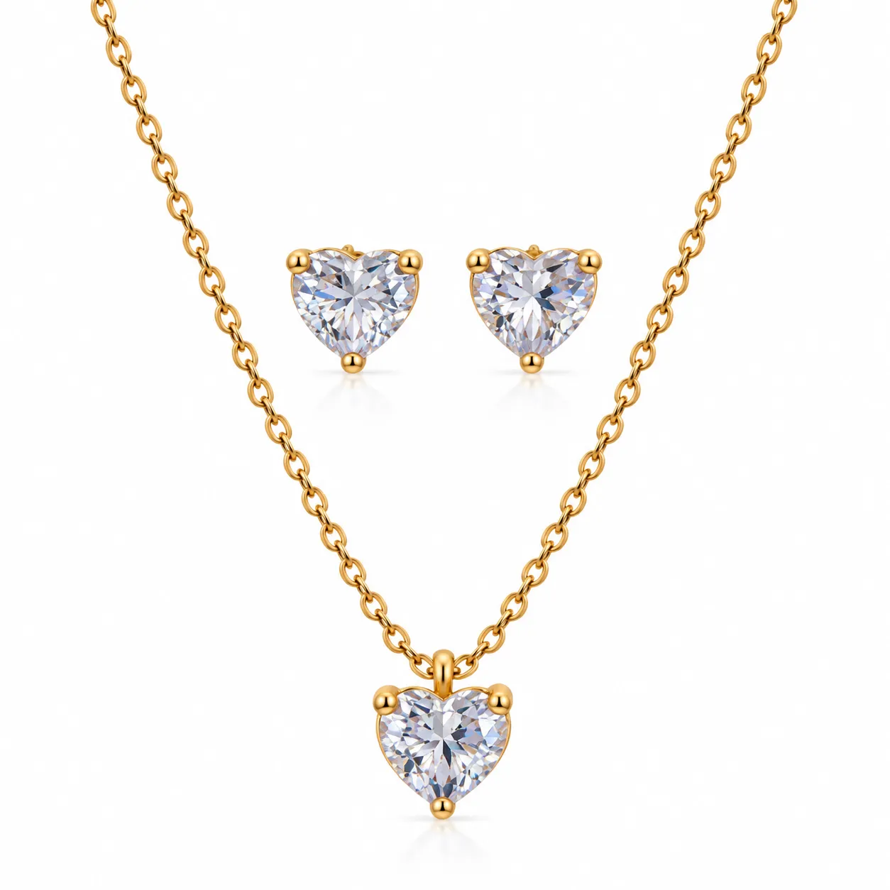 Crystal Heart Necklace Set