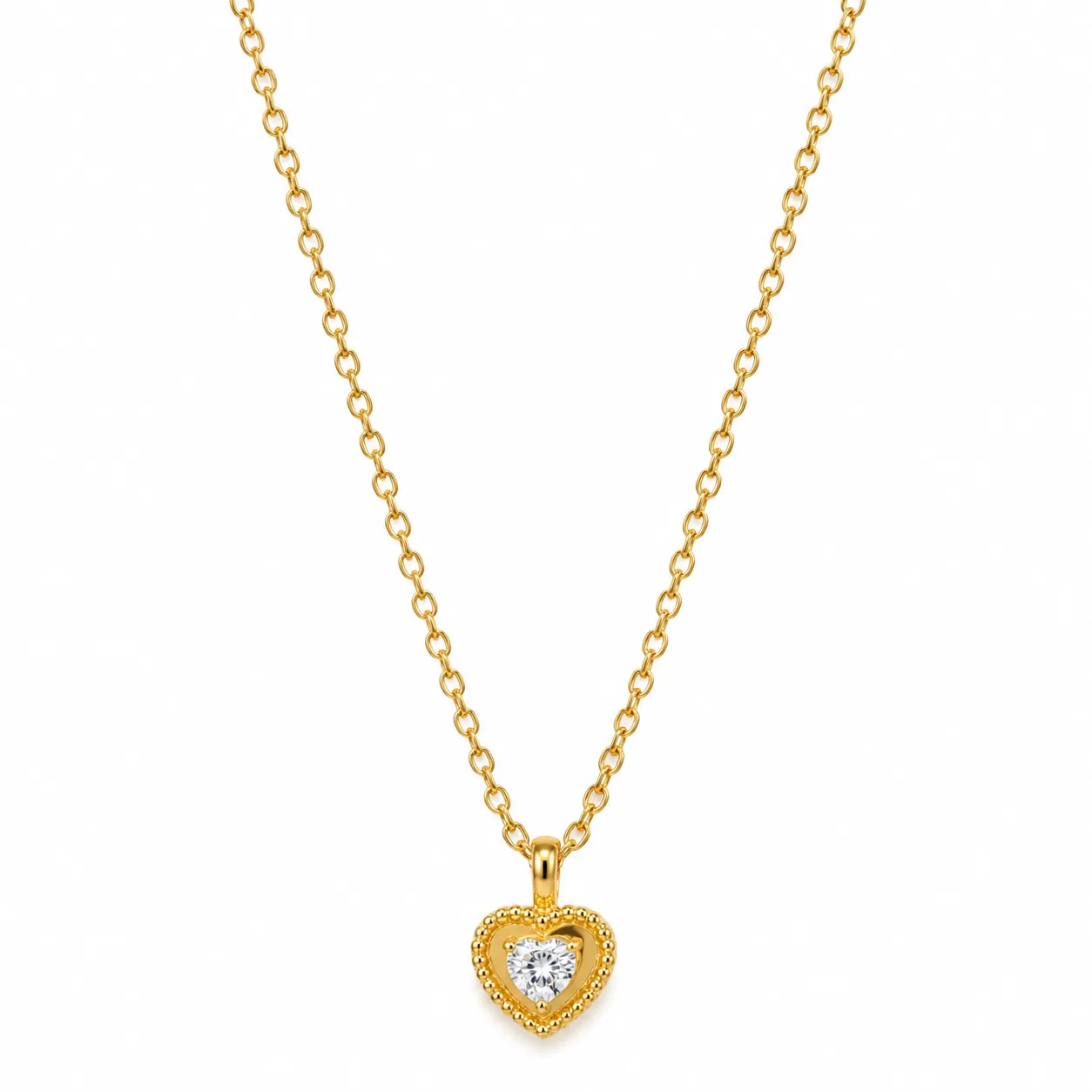 Gold Crystal Heart Necklace