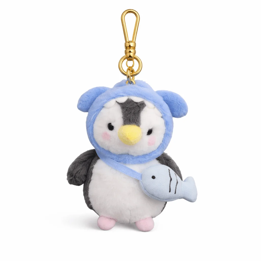 Plush Blue Penguin with Fish Bag
