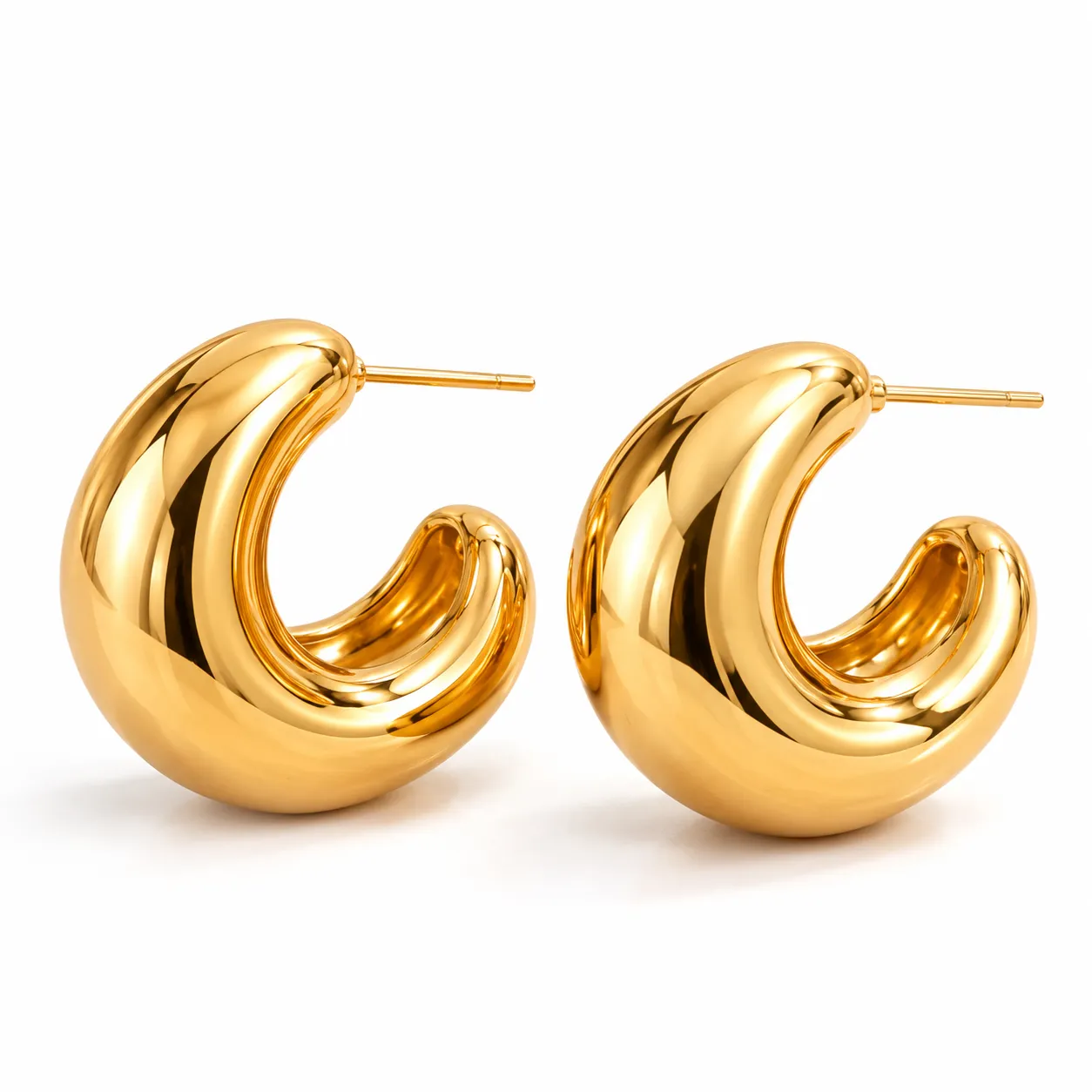 JEJU Gold Toned Chunky Hoop Earrings