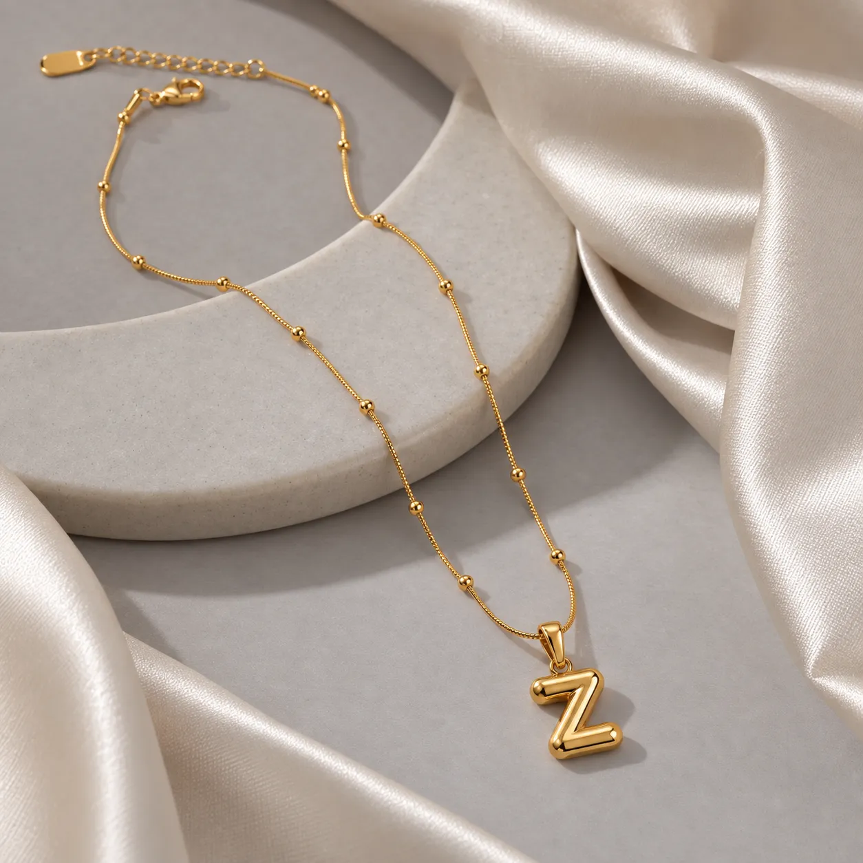 Z Initial Gold-Tone Beaded Necklace