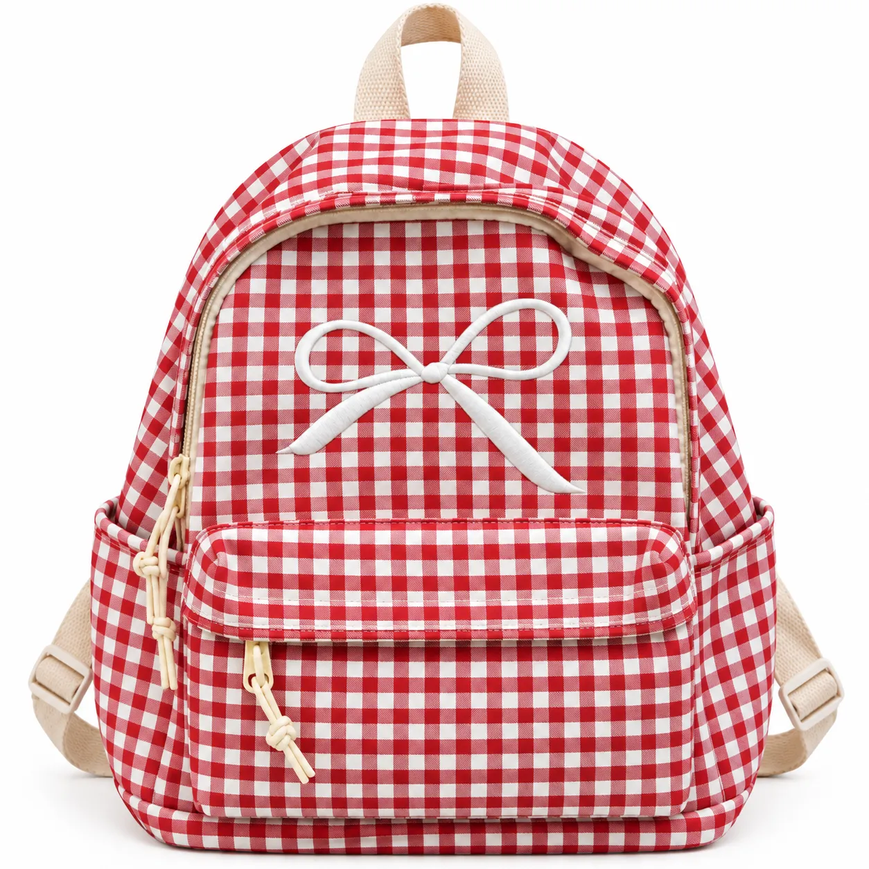 Cute Red Gingham Backpack with Bow