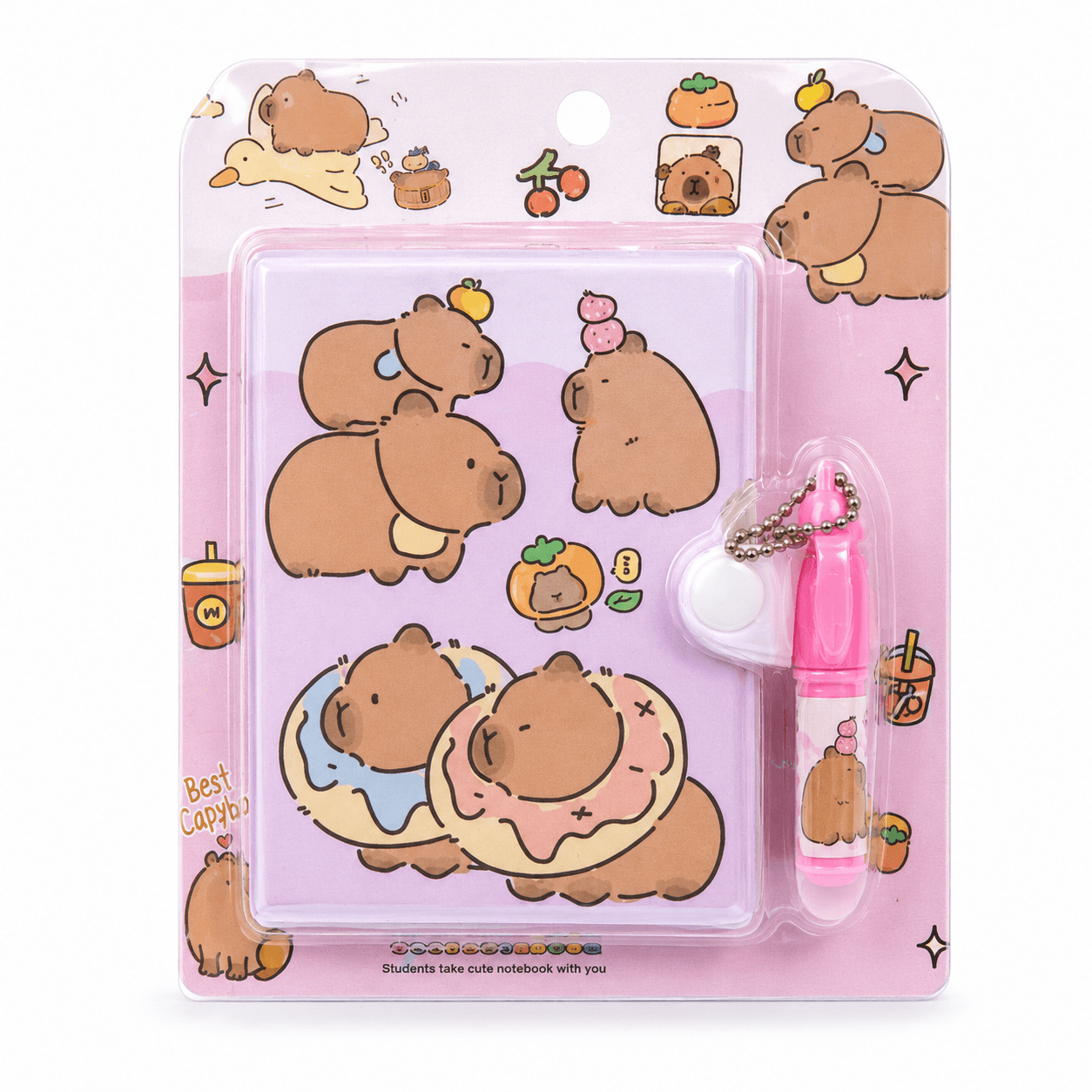 Cute capybara stationery set